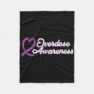 Overdose Awareness Purple Ribbon Drug Addiction 98 Fleece Blanket