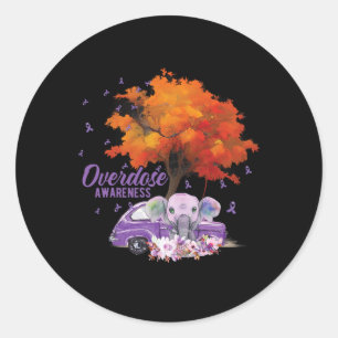 Overdose Awareness Purple Ribbon Drug Addiction 99 Classic Round Sticker