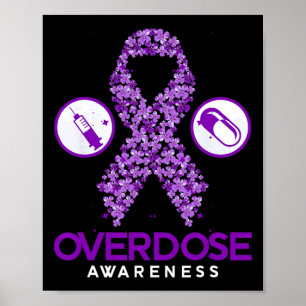 Overdose Awareness Purple Ribbon Drug Addiction Au Poster