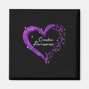 Overdose Awareness Purple Ribbon Drug Addiction He Magnet