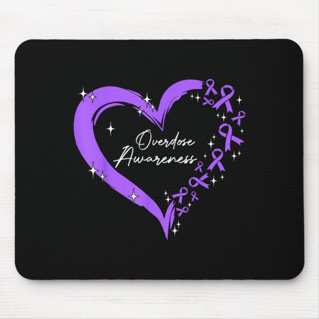 Overdose Awareness Purple Ribbon Drug Addiction He Mouse Pad (Front)