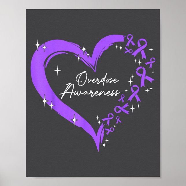 Overdose Awareness Purple Ribbon Drug Addiction He Poster (Front)