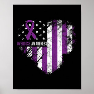 Overdose Awareness Purple Ribbon Drug Addiction Poster