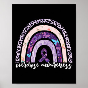 Overdose Awareness Purple Ribbon Drug Addiction Ra Poster