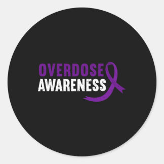 Overdose Awareness Purple Ribbon Drug Addiction Re Classic Round Sticker