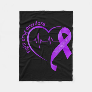 Overdose Awareness Purple Ribbon Drug Addiction Re Fleece Blanket