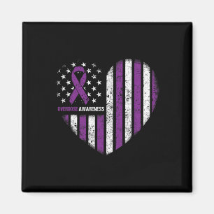 Overdose Awareness Purple Ribbon Durg Addiction Magnet