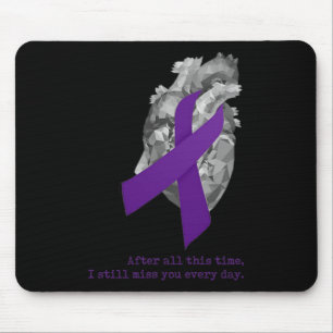 Overdose Awareness Purple Ribbon Heart Miss You Mouse Pad