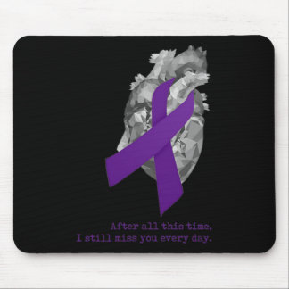 Overdose Awareness Purple Ribbon Heart Miss You Mouse Pad