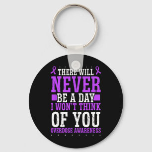 Overdose Awareness Purple Ribbon Think Of You Drug Key Ring