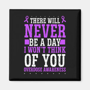 Overdose Awareness Purple Ribbon Think of you Drug Magnet