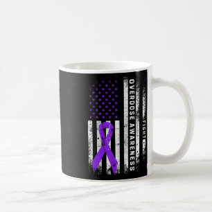 Overdose Awareness Purple Ribbon Usa Flag Drug Add Coffee Mug