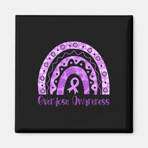 Overdose Awareness Rainbow Purple Ribbon For Men W Magnet