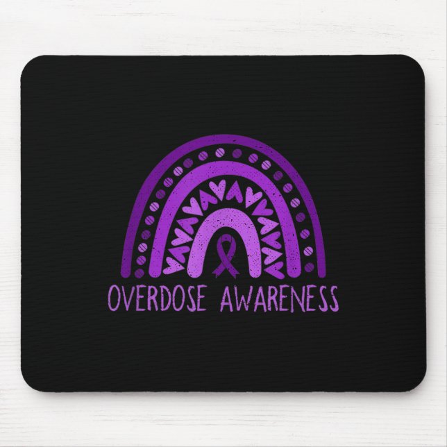Overdose Awareness Rainbow Purple Ribbon For Men W Mouse Pad (Front)