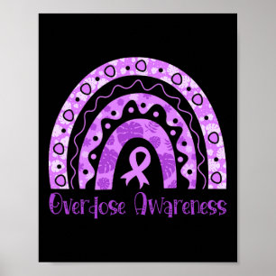 Overdose Awareness Rainbow Purple Ribbon For Men W Poster