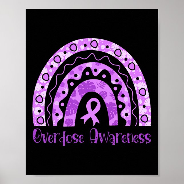 Overdose Awareness Rainbow Purple Ribbon For Men W Poster (Front)
