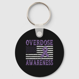 Overdose Awareness Ribbon Drug Addiction American Key Ring