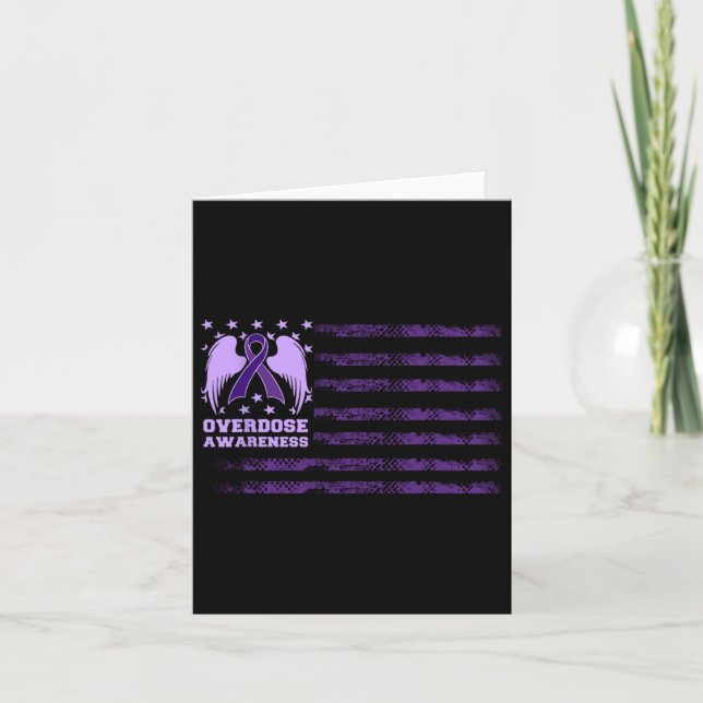 Overdose Awareness Ribbon Flag 1  Card (Front)