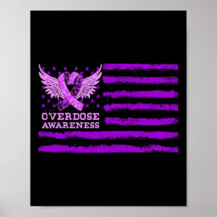Overdose Awareness Ribbon Flag Poster