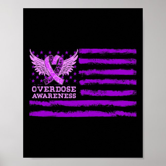 Overdose Awareness Ribbon Flag  Poster (Front)