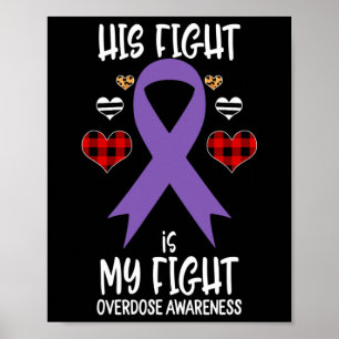 Overdose Awareness Ribbon His Fight Is My Fight Wa Poster