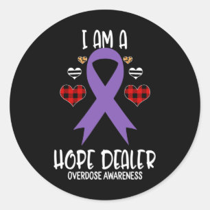 Overdose Awareness Ribbon I Am A Hope Dealer Leopa Classic Round Sticker