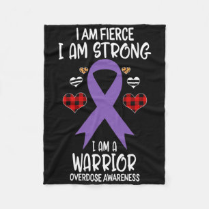 Overdose Awareness Ribbon I Am Fierce Strong Warri Fleece Blanket