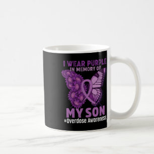 Overdose Awareness Ribbon I Wear Purple For My Son Coffee Mug