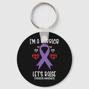 Overdose Awareness Ribbon I'm Warrior Let's Raise Key Ring