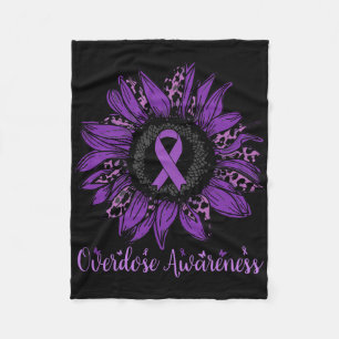 Overdose Awareness Ribbon Leopard Sunflower  Fleece Blanket