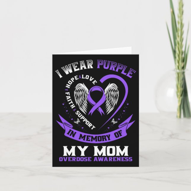 Overdose Awareness Shirt In Memory Of Mum Purple R Card (Front)