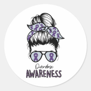 Overdose Awareness Shirt Purple Ribbon Drug Addict Classic Round Sticker