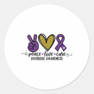 Overdose Awareness Shirt Purple Ribbon Drug Addict Classic Round Sticker