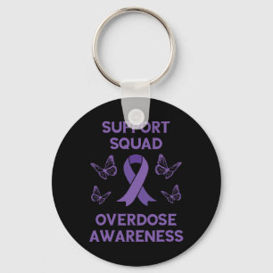 Overdose Awareness Support Squad Butterfly Purple  Key Ring