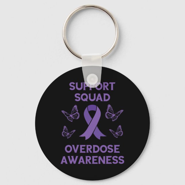 Overdose Awareness Support Squad Butterfly Purple  Key Ring (Front)