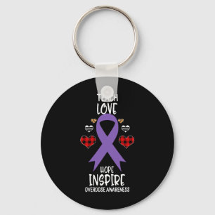 Overdose Awareness Teach Ribbon Love Hope Inspire Key Ring