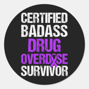 Overdose Awareness Warrior Survivor 19 Classic Round Sticker