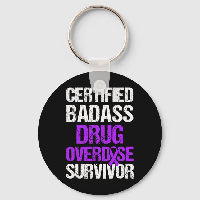 Overdose Awareness Warrior Survivor 19  Key Ring (Front)