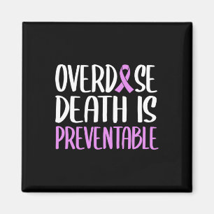 Overdose Death Is Preventable Purple Ribbon Awaren Magnet