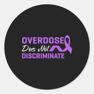Overdose Does Not Discriminate Purple Awareness Ri Classic Round Sticker
