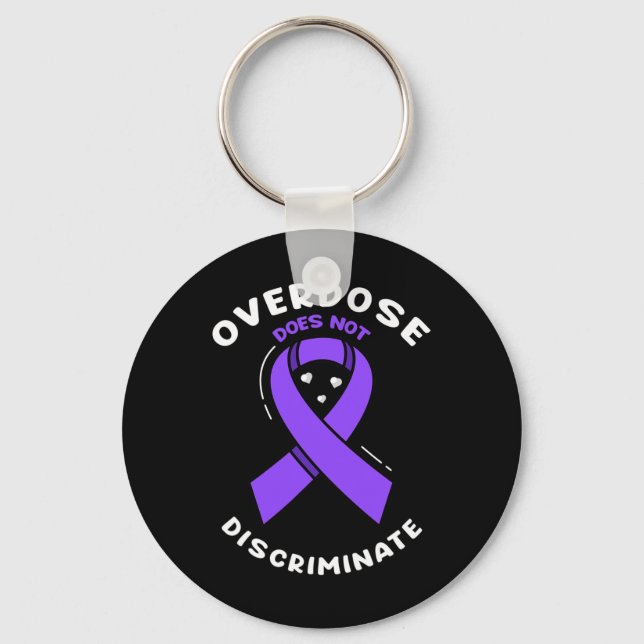 Overdose Does Not Discriminate Purple Awareness Ri Key Ring (Front)