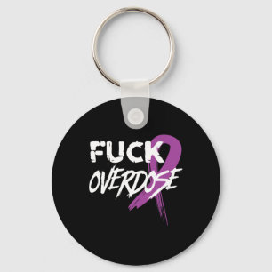 Overdose Drug Addiction Awareness Purple Ribbon  Key Ring