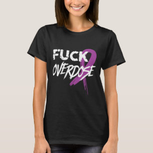 Overdose Drug Addiction Awareness Purple Ribbon T-Shirt