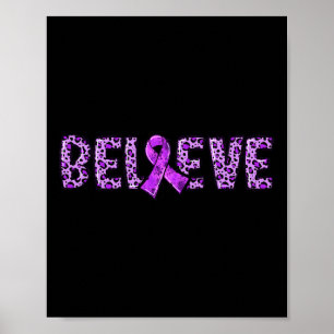 Overdose Leopard - Purple Ribbon Support Believe Poster