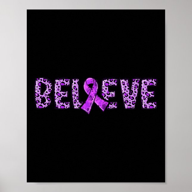 Overdose Leopard - Purple Ribbon Support Believe  Poster (Front)