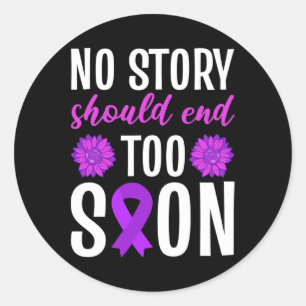 Overdose No Story Should End Too Soon Purple Ribbo Classic Round Sticker