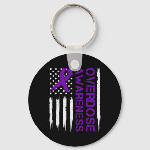 Overdose Pruple Ribbon Opioid Overdose Awareness 1 Key Ring