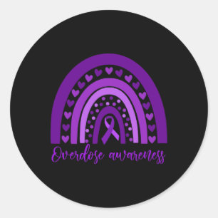 Overdose Rainbow Drug Addiction Recovery Purple Ri Classic Round Sticker