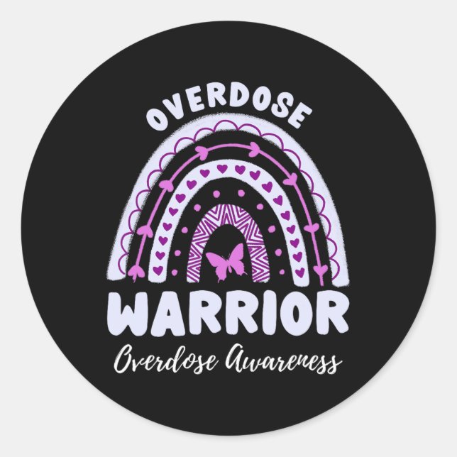 Overdose Warrior Overdose Awareness Rainbow 1  Classic Round Sticker (Front)