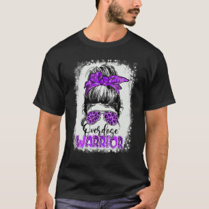 Overdose Warrior Purple Ribbon Messy Hair Bun Supp T-Shirt